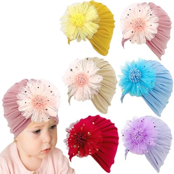 XYX Baby Girl Toddlers Breathable Cotton Hat Newborn Knotted Hat Cute Donut Soft Turban Bow Knot Cap