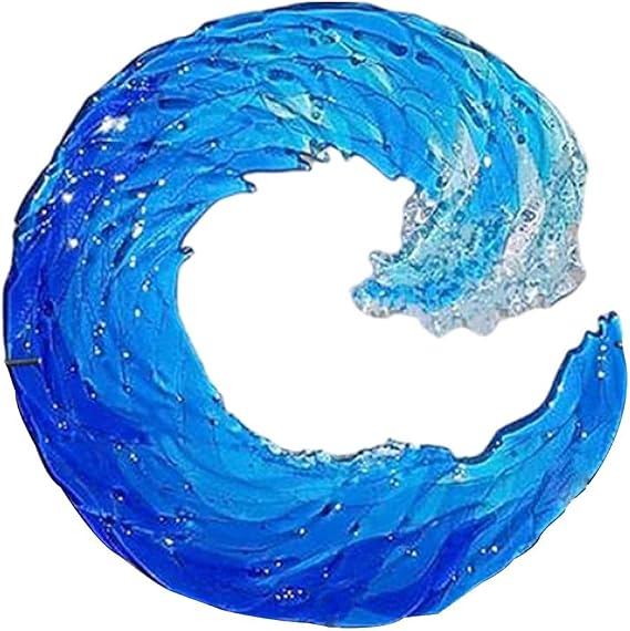 Pssopp Sculpture, Blown Glass Figurines Waves Handmade Crafts Ornament for Desktop Decoration Window Decoration (#1)
