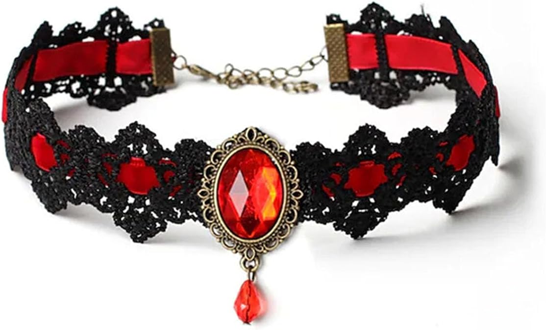 Gothic Choker Necklace for Women Black Velvet Choker Crystal Victoria Vampire Necklaces for Women Halloween Witch Jewelry