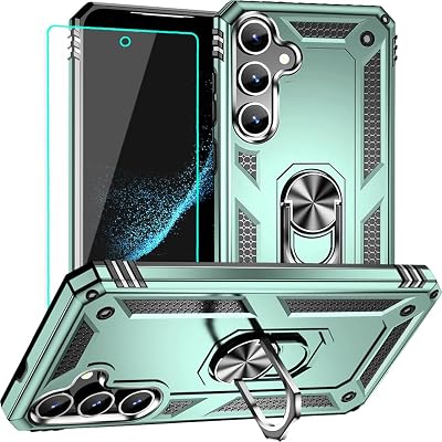 for Samsung Galaxy S24 Case: Galaxy S24 Case with HD Screen Protector - Military Grade Protective Cases with Ring for Samsung S24Dark Green