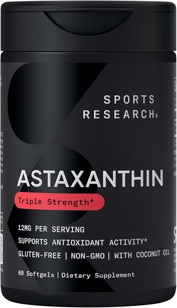Sports Research Icelandic Astaxanthin 12mg w/Coconut Oil, 60 Softgels