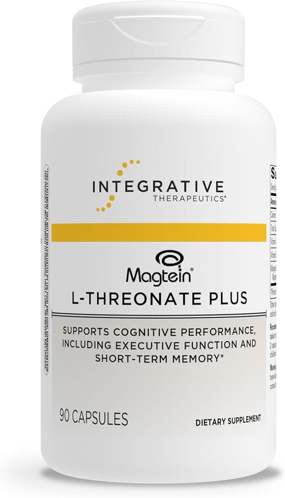 Integrative Therapeutics Magtein L-Threonate Plus - Cognitive Function Supplement to Support Short-Term Memory* - Includes Vitamins C, D3 & Magnesium - Dairy & Gluten-Free - 90 Capsules (30 Servings)