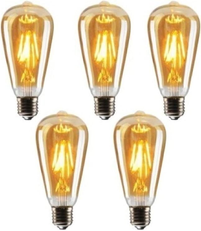 EDİSON Rustik Led Ampul 5 Li Eko Paket Amber E27 Duy Armut Tipi St64 Dekoratif Aydınlatma Edison Ampül