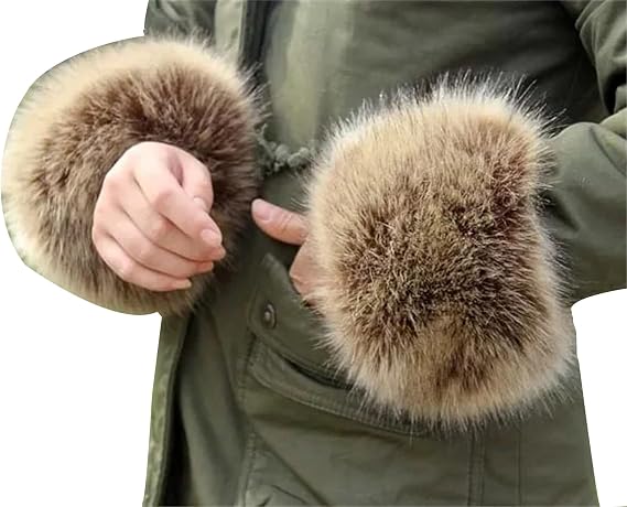 Faux Fur Wrist Cuffs,Winter Furry Fur Arm Warmer for Women,Fake Fox fur Elastic Wrist Warmer,Mink Fur Arm Cuffs