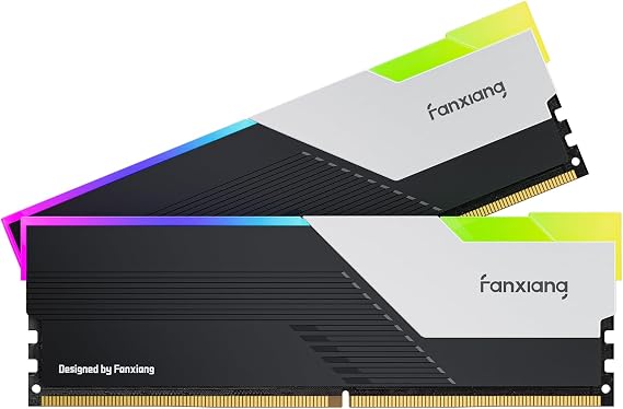 Fanxiang RGB Illuminated TypeDDR5 6400Mhz 64GB 32GB×2 Desktop PC Memory CL40 1.35V LED Light with Heatsink Intel XMP 3.0 Overclockable Memory Compatible with AMD & Intel High Performance Low Power