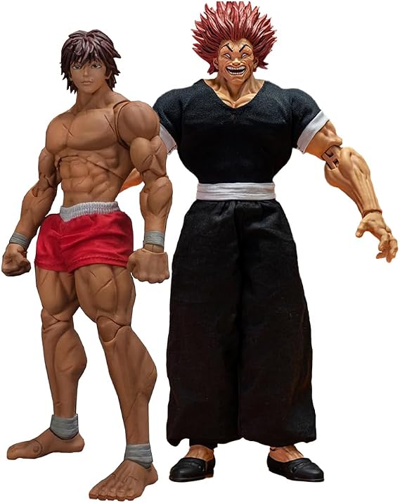 2PCS Hanma Yujiro Action Figure Anime Figure Yujiro Statue Model, Joints Movable Cartoon Manga Figure Handmade Collectible Desktop Decoration for Fans, 18cm