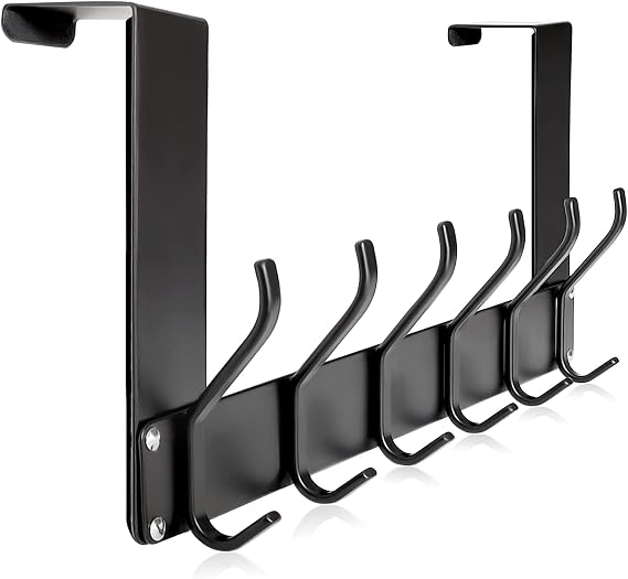 No Assembly Over The Door Hooks, Door Hanger, Door Coat Rack, Black