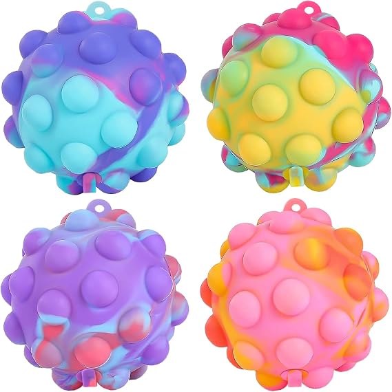 Pop Fidget Toys Bulk Its Ball Toy 4 PCS 3D Stress Balls It Pop Fidgets Pack | Christmas Stocking Stuffers for Kids Party Favors Autism Sensory Toys Squeeze Toys for Kids Boys Toddler Adult Stress Relief