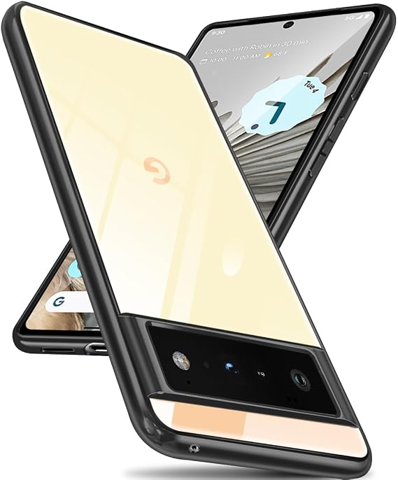 Compatible Pixel 6Pro Case for Google Clear Plated Pixel 6 Pro Case Shockproof Thin Google Pixel 6 Pro Cover Transparent Back US Military MIL Standard SGS Certified TPU Transparent Back Smartphone