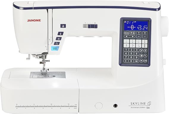 Janome Skyline S6 AE Computerized Sewing and Quilting Machine - Anniversary Edition Sewing Machine Quilting Unit with Built In AcuFeed Flex, 196 Stitches with 4 Fonts, 10 One Step Buttonholes