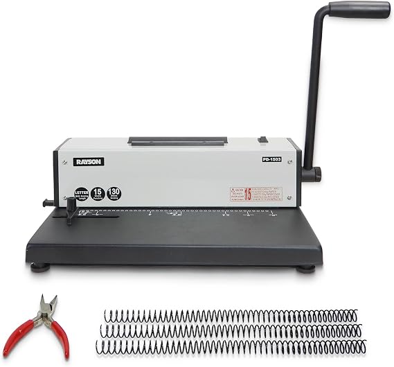 Rayson PD-1503 Coil Binding Machine 43-Hole 4:1 Spiral Binder with Inserter
