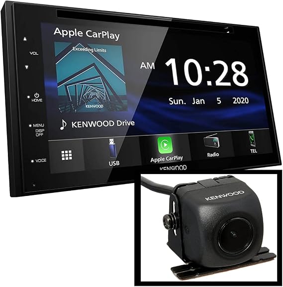 Kenwood DDX57S 6.8" Digital Media Receiver with Apple CarPlay and Android Auto| Plus Kenwood CMOS-130 Rearview Camera with Universal Mounting Hardware