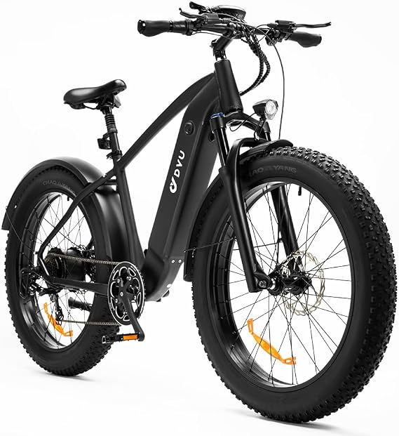 DYU Electric Bike for Adult Up to 80 Miles Long Range Mountain E-Bike, 750W 26" Fat Tire Electric Bicycle with Removable 48V 20Ah Battery, 7-Speed Dual Shock Absorber, 28mph Snow Bike