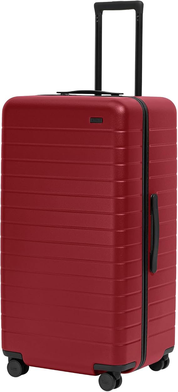 Away Trunk Checked Luggage, 31-inch Lightweight Hardside Spinner Suitcase | Lightweight & Durable Suitcase, Premium 360 Spinner Wheels, Interior Compression System, TSA-Approved Lock, Tango Red
