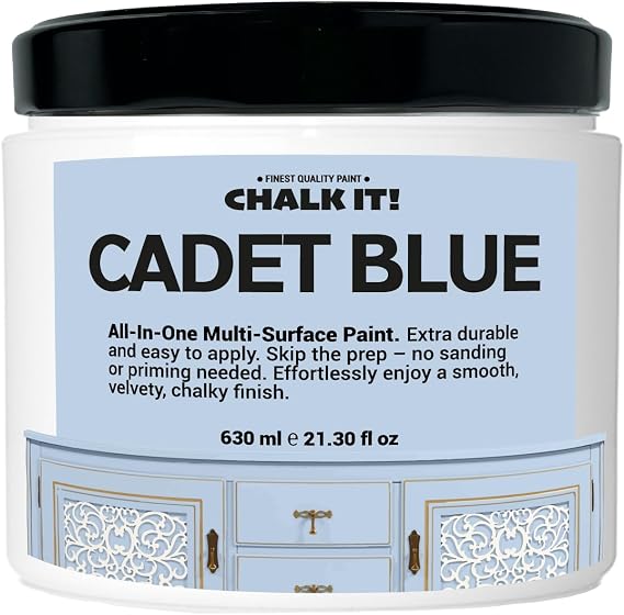 CHALK IT! All-in-One Multi-Surface Chalk Paint for Furniture & Cabinets - No Sanding, No Primer, Built-In Top Coat Water-Based, Low-Odor, Fast-Drying, Matte Finish (Cadet Blue)
