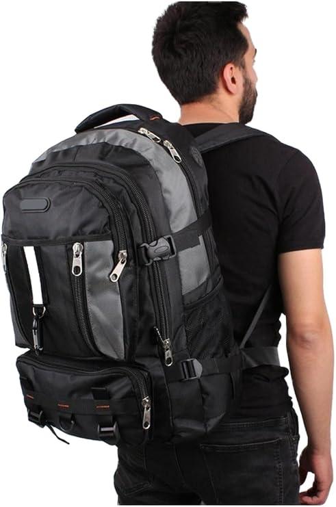 Bagacar Izdag Black Gray Travel Backpack 60 Lt 17" Laptop Compartment
