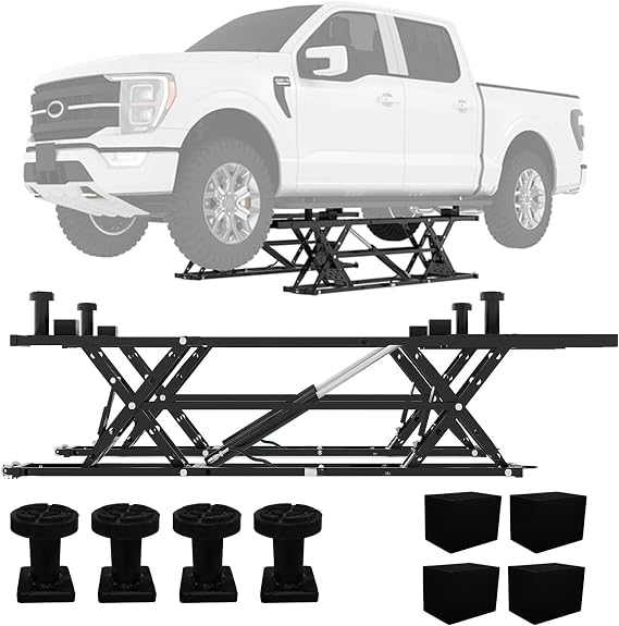 Portable Car Lift 5000 LBS, Adjustable Quick Jack with Locking Levers, 26" Max Height Scissor Lift, Foldable Design & Wheels for Sedan, SUV, Light Truck, Garage Workshop Use, Black