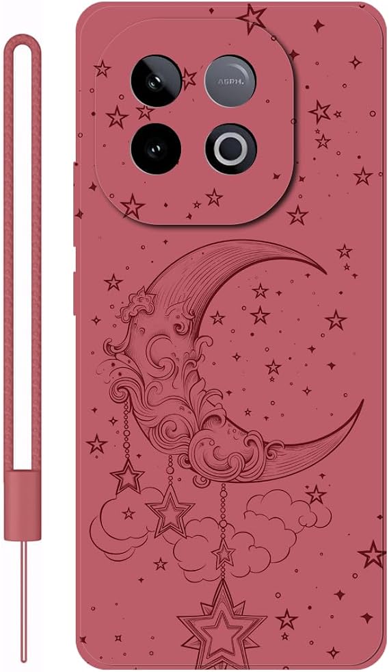 Sunrive Case compatible with iQoo Z10Turbo/Y300 GT, Ultra Slim matte Soft Premium TPU Back Rubber Bumper Protector Patterns Cover(red)+1 x Phone Lanyard