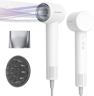 Hair Dryer, 110,000 RPM High-Speed Ionic Blow Dryer with Brushless Motor, Fast Drying, Low Noise Lightweight Design, Hair Dryer with Diffuser & Nozzle, Professional for Women & Men, Home or Travel