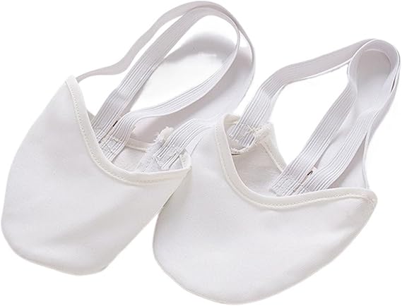 Half Sole Dance Shoes Leather Cloth Half Sole Stretch Exercise Rhythmic Gymnastics Pointe Belly Ballet Yoga Dance Shoes(White,M(36-37))