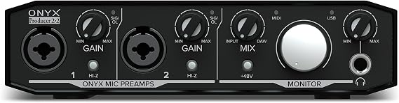 Mackie Onyx Producer Recording Interface Bundle with Rockville PRO-M50 Studio Headphones, RCM03 Pro Recording Condenser Mic and ROCKSHIELD 3 Mic Isolation Shield