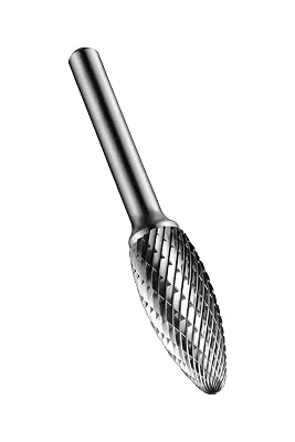 Dormer P815 Rotary Carbide Burr, Flame Shape, Double Cut Geometry, Bright Finish