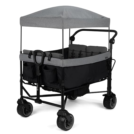 Safety 1st Summit Quad Wagon Stroller, 4 Seat Quad Stroller Wagon, Grey Harbor
