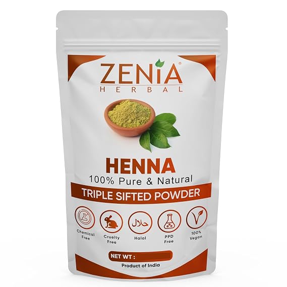 Zenia 100% Pure & Natural Henna Powder (Lawsonia Inermis) | 908g (3.5 oz) | Orange-Red Hair Color | Triple Sifted | Fresh from Rajasthan | No Chemicals, No Additives
