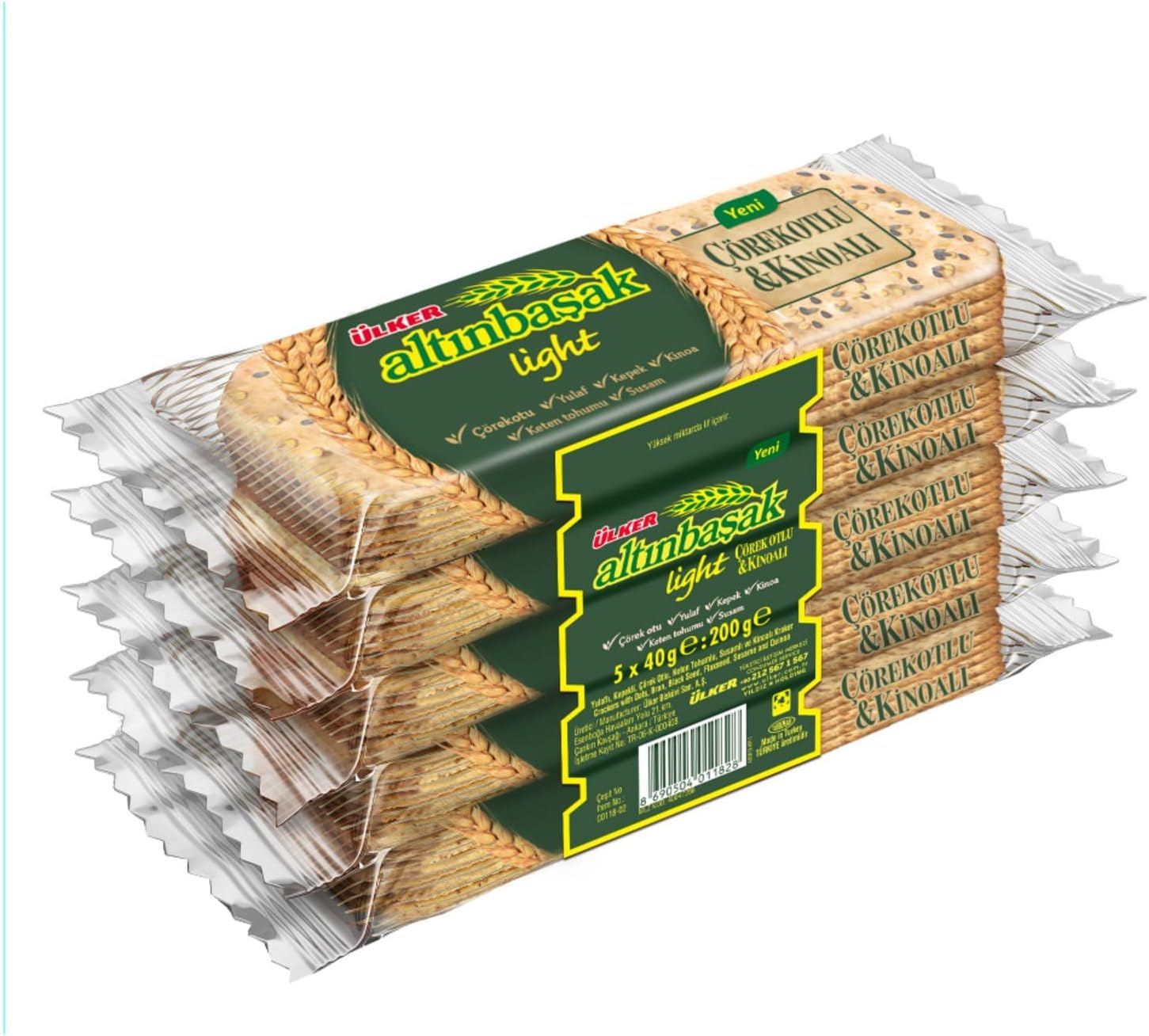 ÜLKER Altınbaşak Çörekotlu ve Kinoalı Bisküvi, 40 Gr, 5li Paket