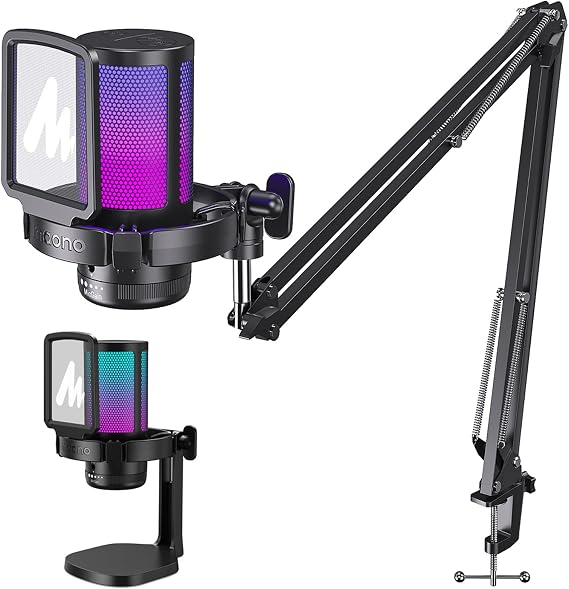 MAONO DGM20S USB Gaming Microphone, Cardioid Mode, RGB Lighting, Easy Mute, Compatible with Windows PC, Mac, PS4/5, Ready to Capture Inspiration