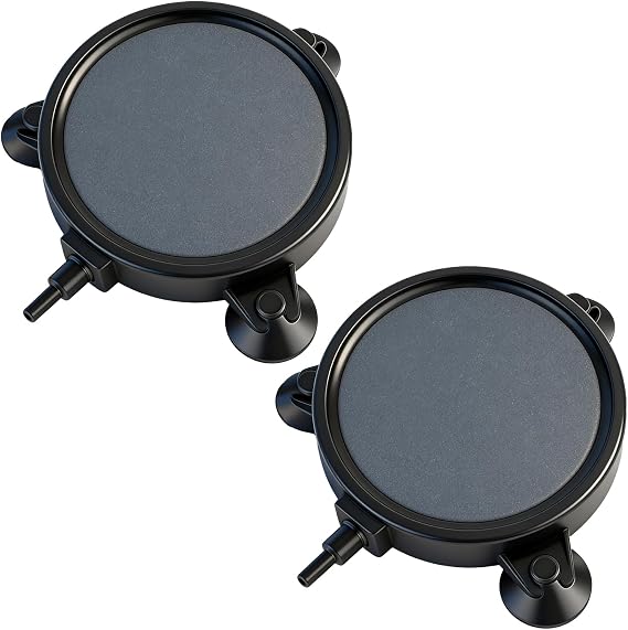 Zihvfzu 2PCS 4" Aquarium Air Stone Disc with 3 Suction Cups, Bubble Diffuser for Fish Tanks, Water Tanks & Hydroponic Systems