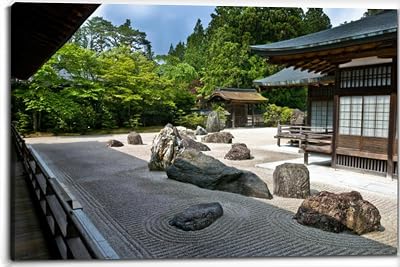 A traditional Buddhist rock garden Koya san Japan Canvas Wall Art Decor Framed Photo Prints Picture Poster For Bathroom Bedroom Kitchen Living Room Office Artwork Paintings 20x30