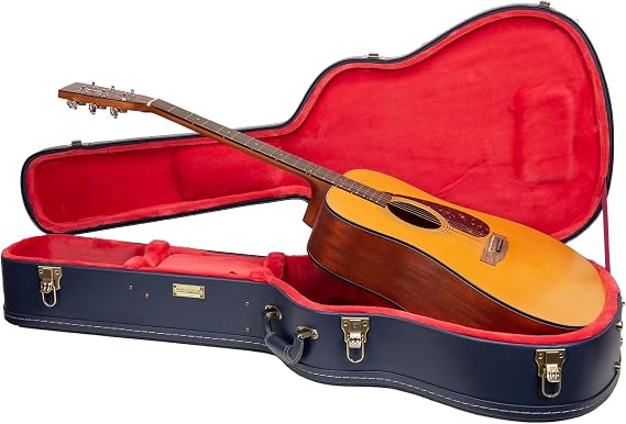 Crossrock Relief Series Wooden Dreadnought Guitar Case with Strong Textured Finish Mink Faux Fur Stainless Steel Clasps - Ocean Blue (CRW630DOB)