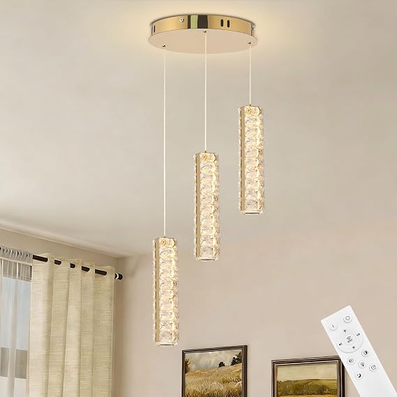 3-Light Raindrop Crystal Pendant Light Dimmable LED