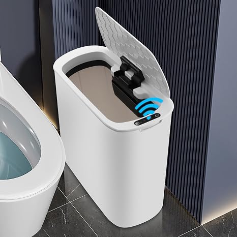 Bathroom Trash Can Automatic Touchless - Motion Sensor Garbage Can Self Sealing with Lid, Smart Rechargable SlimTrash Bin, Electric Tall Trashcan for Toilet - 5.28 Gallon