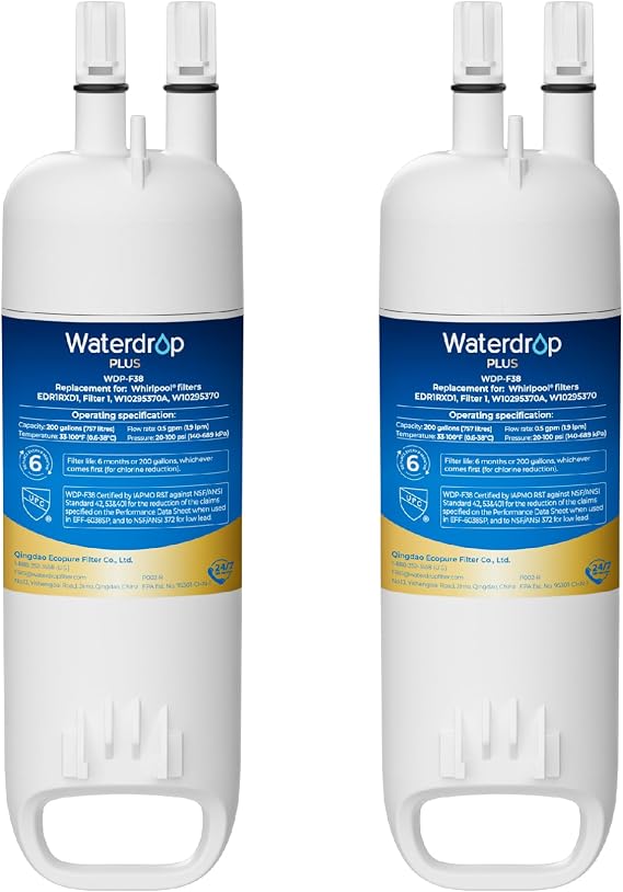 Waterdrop W10295370A Refrigerator Water Filter, 2 Pack