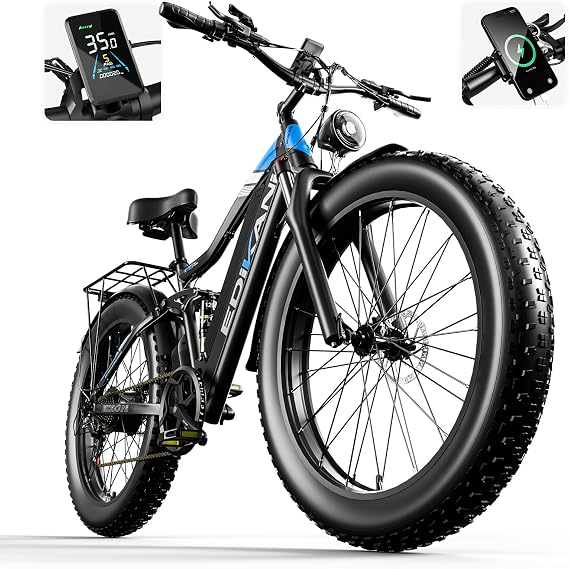 Electric Bike, Peak 2000W Full Suspension Ebike for Adults, 921.6WH Built-in Battery Mens Electric Bicycle 80 Miles Range Dual Hydraulic Brake, 26" Fat Tire Off Road E Bikes for Mountain, Snow, Sand