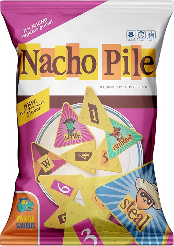 Nacho Pile Party Game - Fast-Paced Game of Chip-Stacking Fun! Push-Your-Luck Strategy Game, Fun Family Game for Kids and Adults, Ages 7+, 2-4 Players, 20 Minute Playtime, Made by Pandasaurus Games