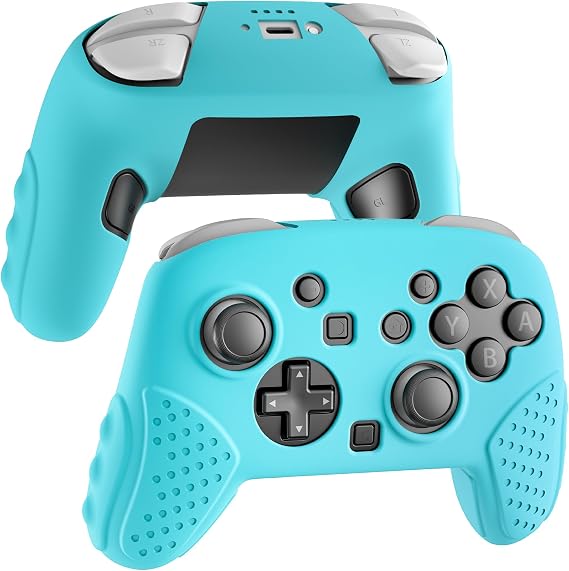 RHOTALL Silicone Cover Skin for Nintendo Switch 2 Pro Controller, Ergonomic Soft Anti-Slip Controller Grip Protector for Nintendo Switch 2 Pro, Comfortable Protector Grip Case Design - Blue