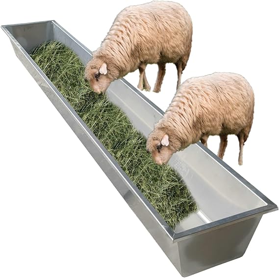 AMUFJJ 76 40 20 Inch Large Feed Trough and Goat Feeder, Universal Stainless Steel Livestock Feeding & Watering Supplies for Horses/Calves/Cattle/Pig(L 195cm (76 4/5in))
