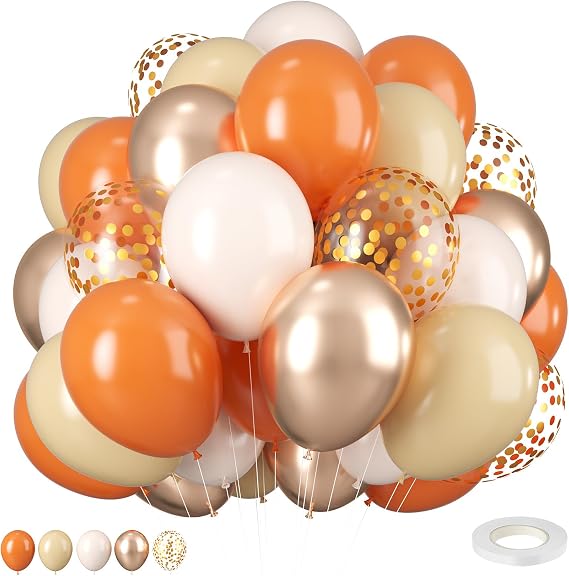 Fall Balloons, 12 Inch Orange Champagne for Thanksgiving Autumn Birthday
