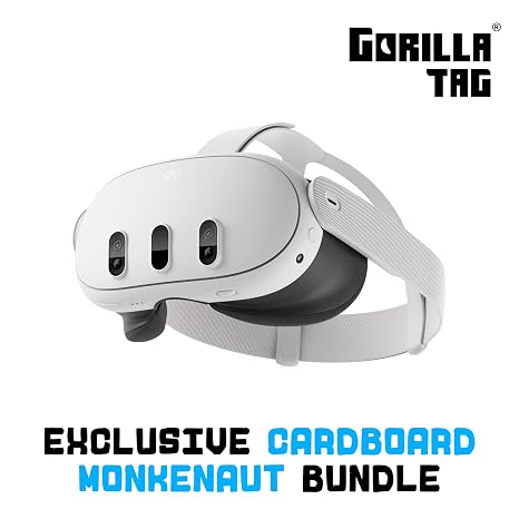 Meta Quest 3 512GB | VR Without Wires Gorilla Tag Cardboard Monkenaut Bundle Access to 100+ Games with a 3-Month Trial of Meta Horizon+ Included | Includes 512GB headset, 2 controllers, charging cable and power adapter for gaming, fitness and entertainment