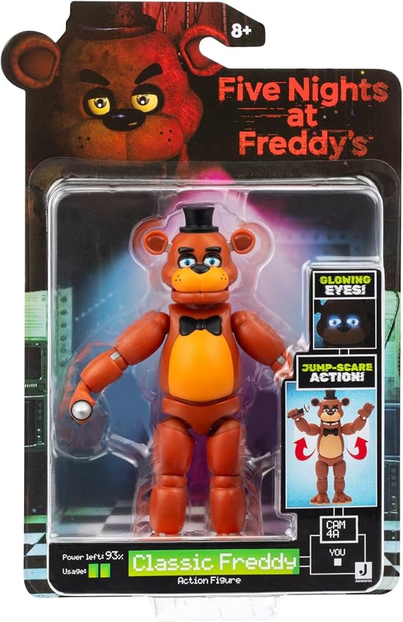 Five Nights at Freddys Classic Freddy - 5-Inch Articulated Figure with Jumpscare Feature and Glow-In-The-Dark Eyes