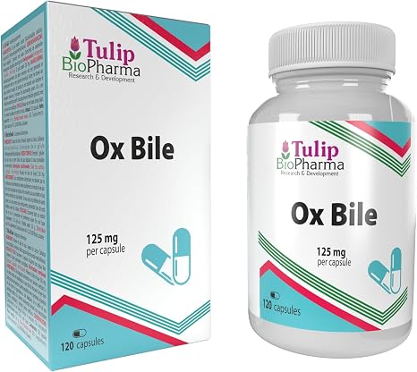Oxengalle (Ox Bile) 125 mg 120 Capsules Third Party Laboratory Tested High-Strength Dietary Supplement Gluten and GMO Free