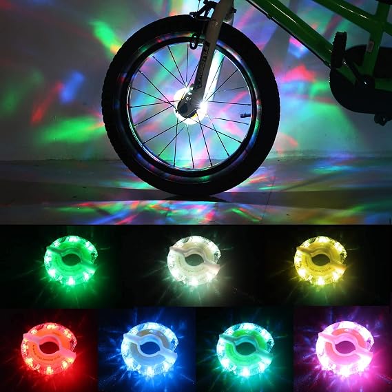 DAWAY Rechargeable Bike Wheel Lights - A16 Cool Led Bicycle Tire Lights, Safety Kids Adults Bike Hub Accessories for Boys Girls Men Women, Waterproof Bright Spoke Lights, Gifts for Cycling Disco Party
