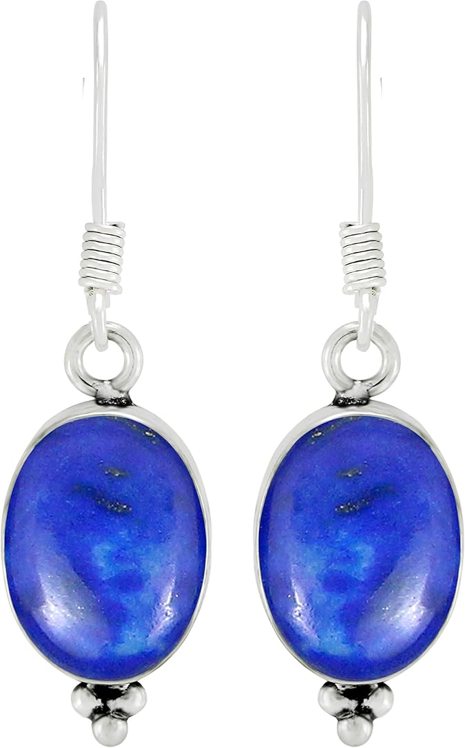 Natural Gemstone 925 Sterling Silver Plated Dangle Earrings for Women
