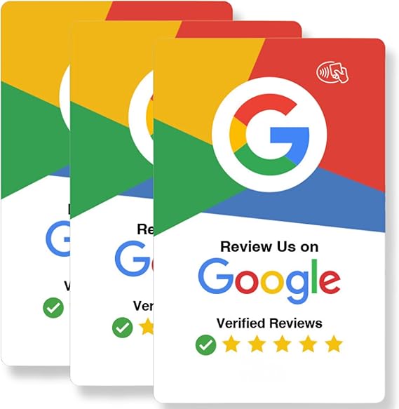 TAPro Google Review Cards 3-Pack, NFC Tap & QR Code Review Cards, Contactless Google Review Link Cards, Works with iPhone & Android, Business Feedback Cards
