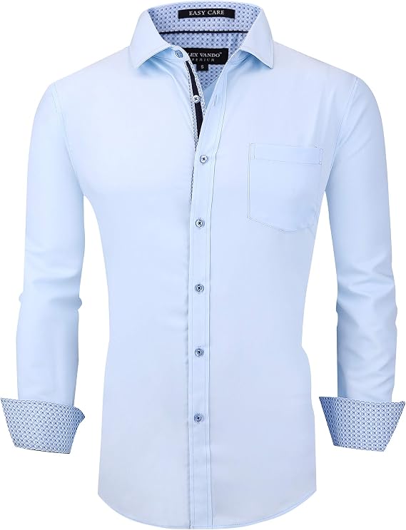 Alex Vando Mens Bamboo Stretch Dress Shirts Wrinkle Free Regular Fit Shirt