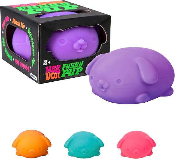 Schylling NeeDoh Funky Pups Squishy Sensory Toy Soft Dough Filling Color May Vary; One Dog Per Pack
