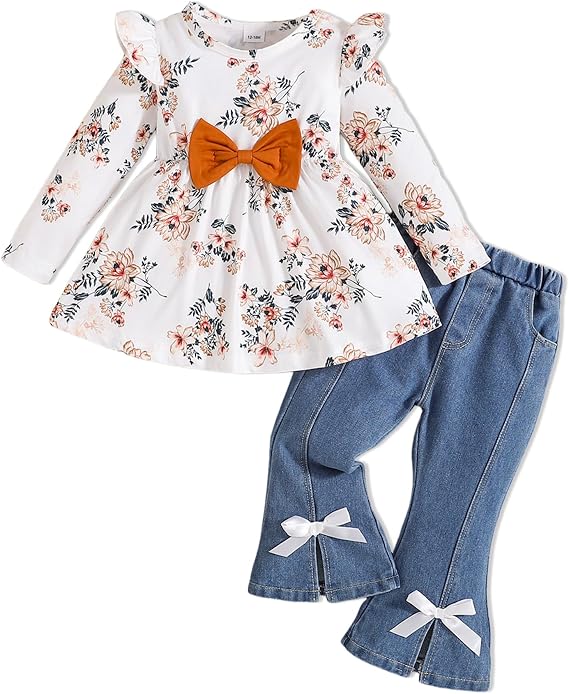 Doresbebe Baby Girl Clothes Toddler Girl Outfits Infant Girl Summer Clothes for Girl Ruffle Shirt Pants+Cute Headband 3PCS